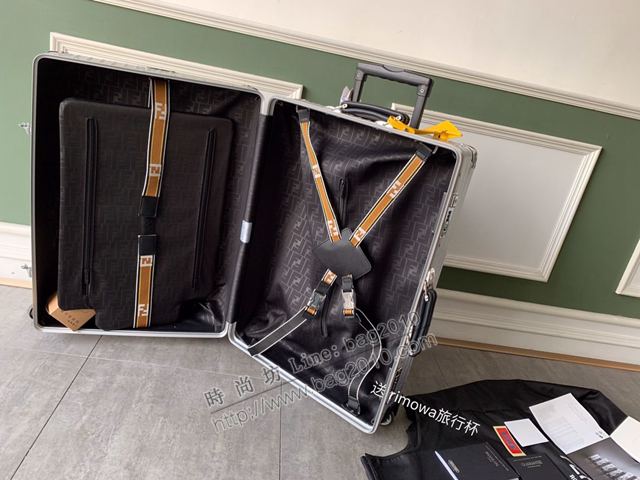 Rimowa拉杆箱 66637 Fend i x rimowa聯名 滿箱雙F圖案 全鋁鎂合金 日默瓦行李箱 Fend拉箱xzx1153